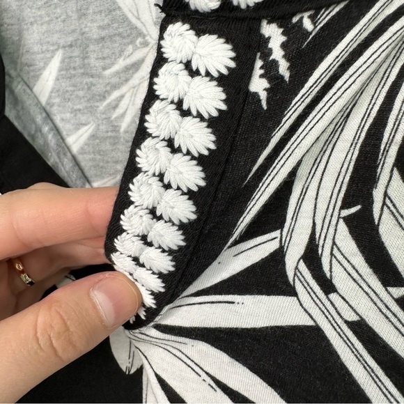 Talbots Modal Blend Black White Tropical Floral Top - Picture 5 of 10